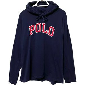 POLO SPORT LOGO HOODIE RALPH LAUREN JEANS CO 90s VINTAGE STYLE SPELL OUT BLUE XL